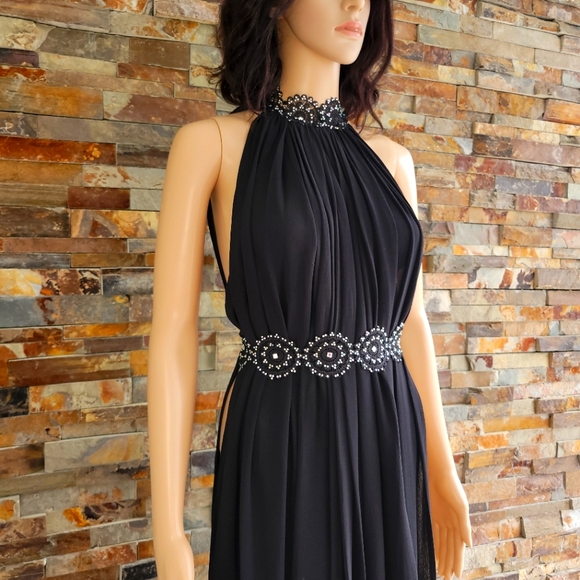 Black High Slit Sexy Dress - Picture 6 of 7